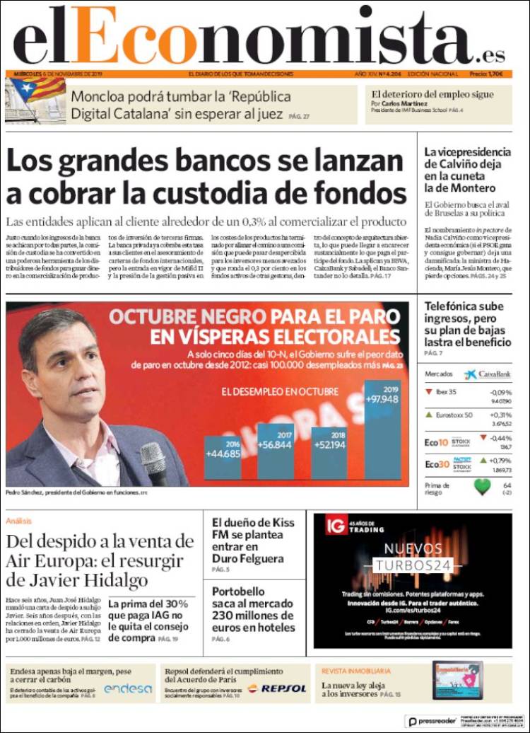 Portada de El Economista (Spain)