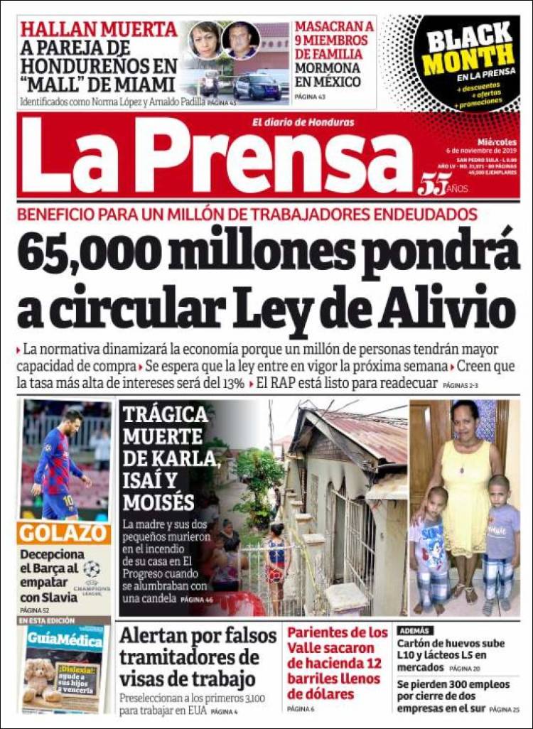 Portada de La Prensa (Honduras)