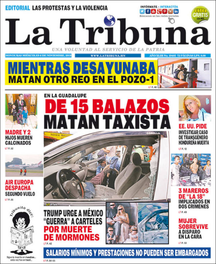 Portada de La Tribuna (Honduras)
