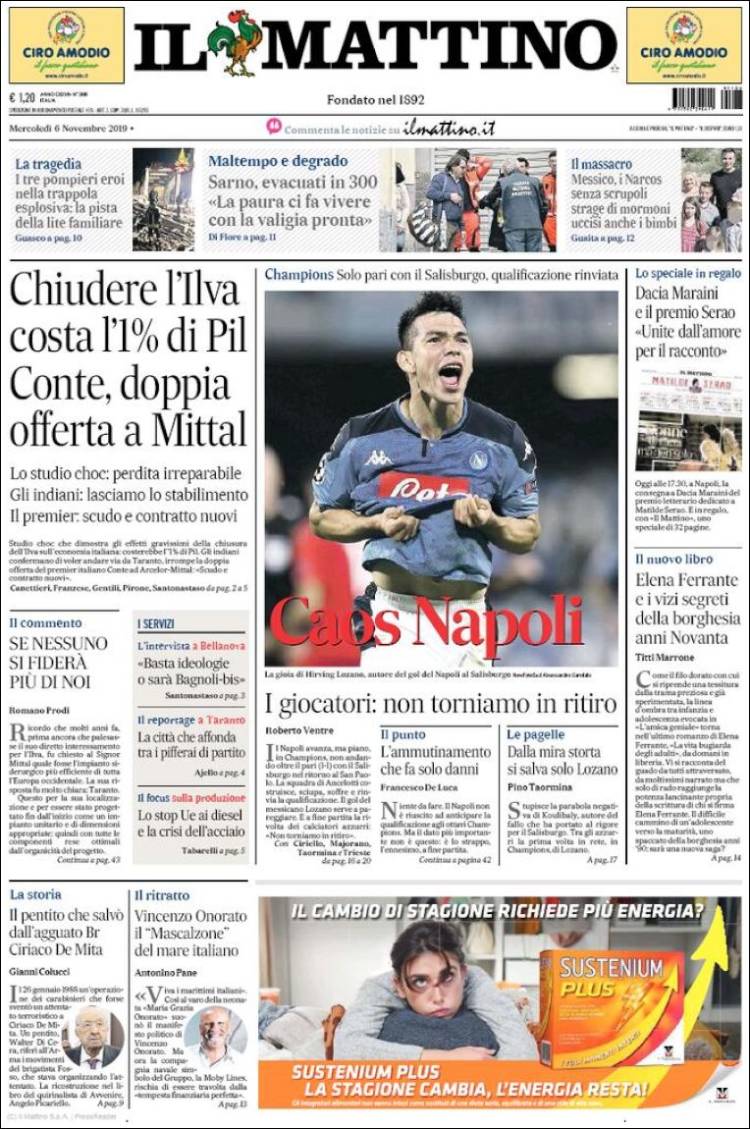 Portada de Il Mattino (Italy)