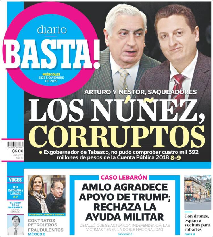 Portada de Diario Basta (México)