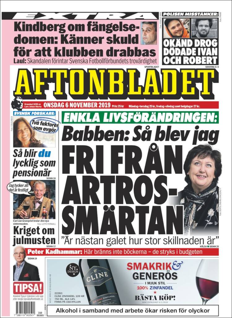 Portada de Aftonbladet (Sweden)