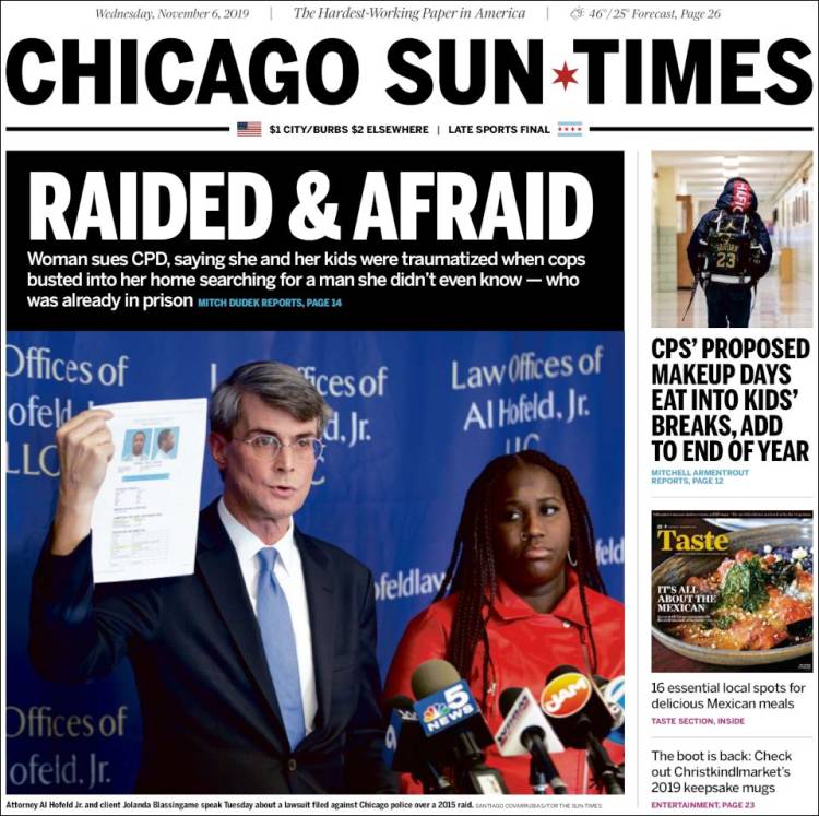 Portada de Chicago Sun-Times (USA)