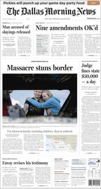 Portada de Dallas Morning News (USA)