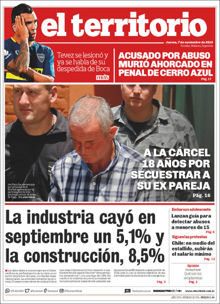 Portada de El Territorio (Argentina)