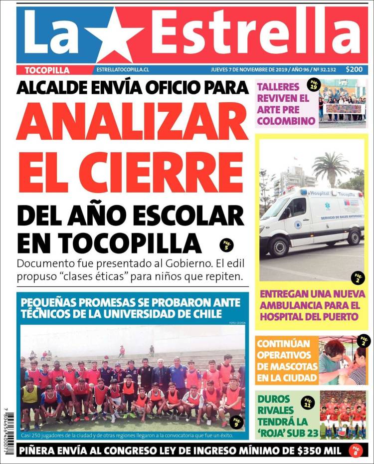Portada de La Estrella de Tocopilla (Chile)