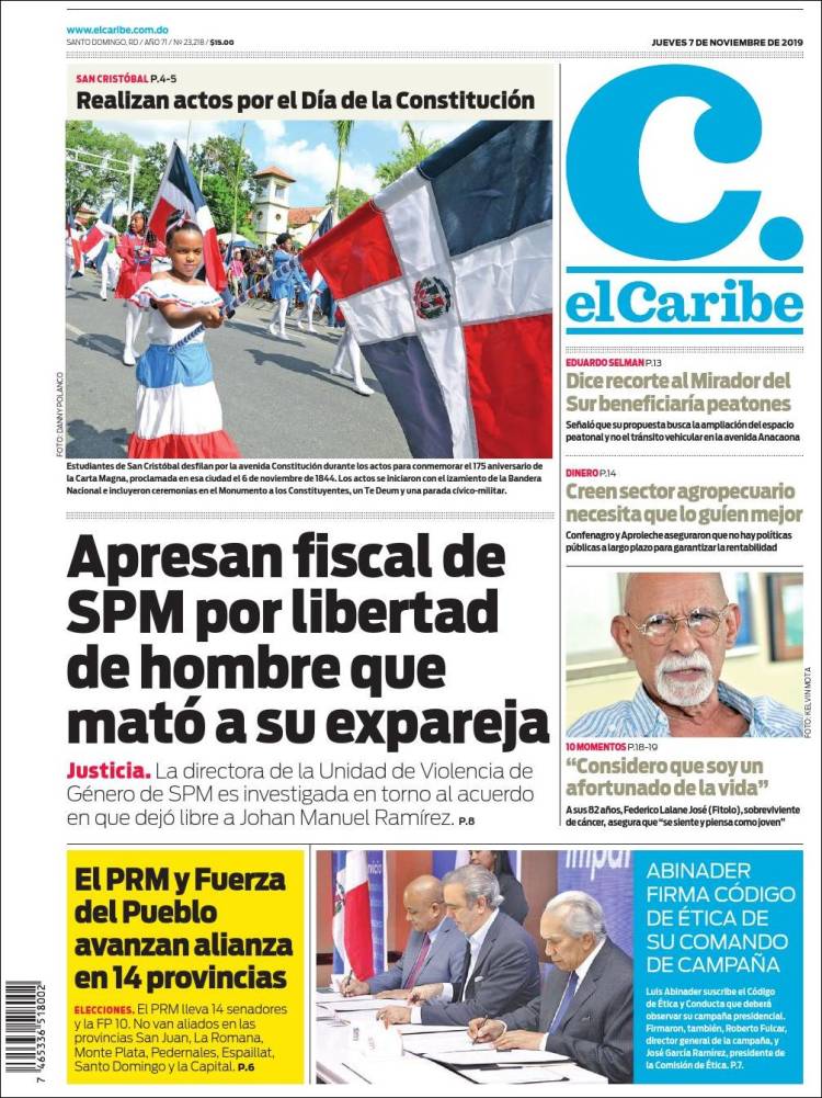 Portada de El Caribe (R. Dominicana)