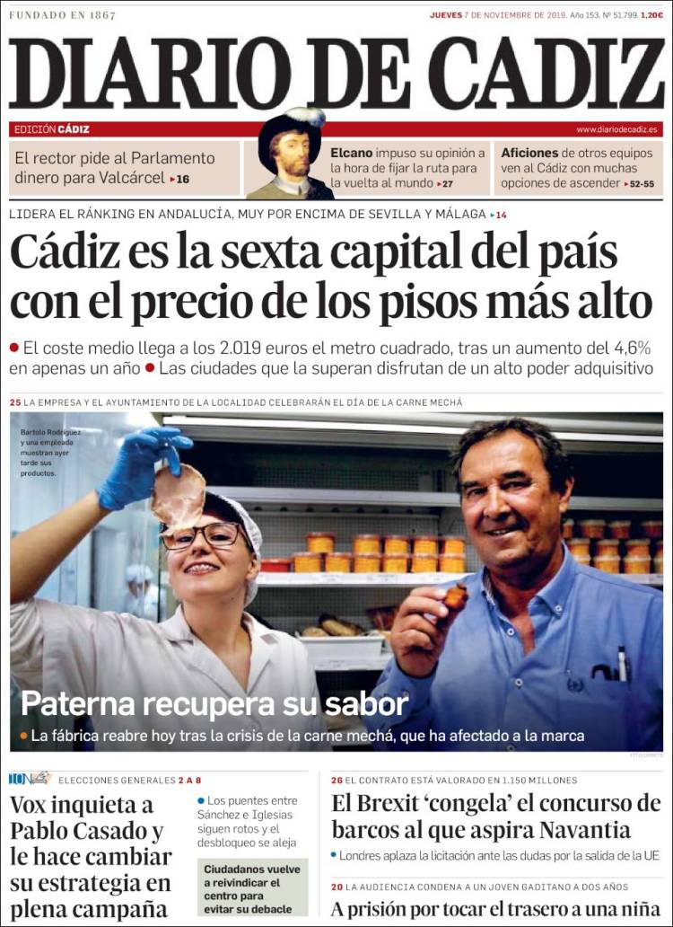 Portada de Diario de Cádiz (España)