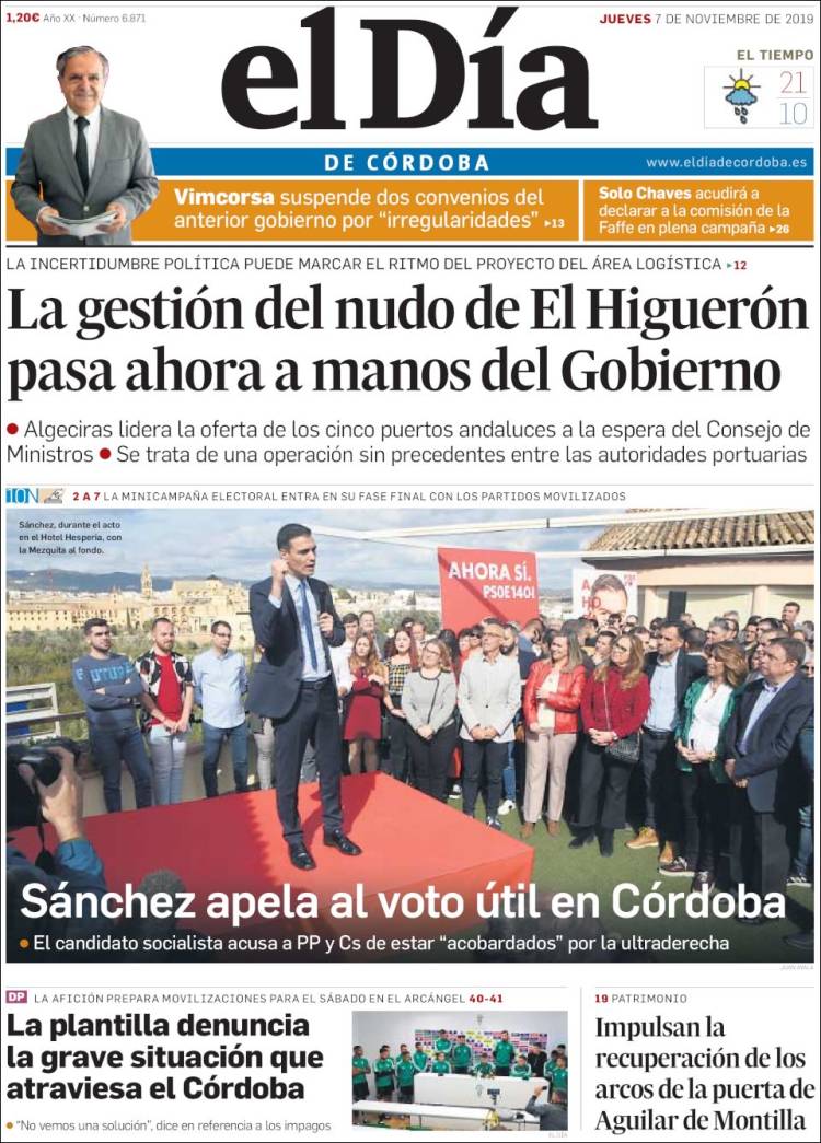 Portada de El Día de Córdoba (España)