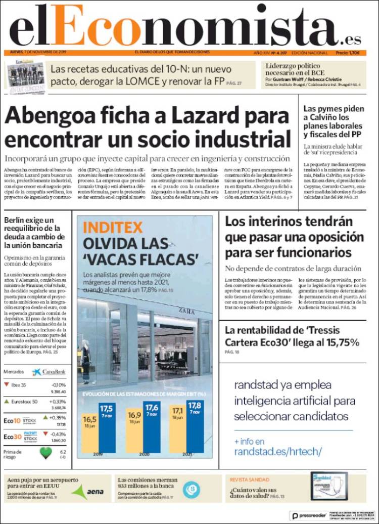 Portada de El Economista (Espa&ntilde;a)