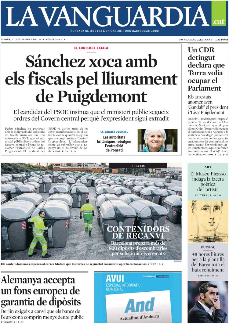 Portada de La Vanguardia (España)