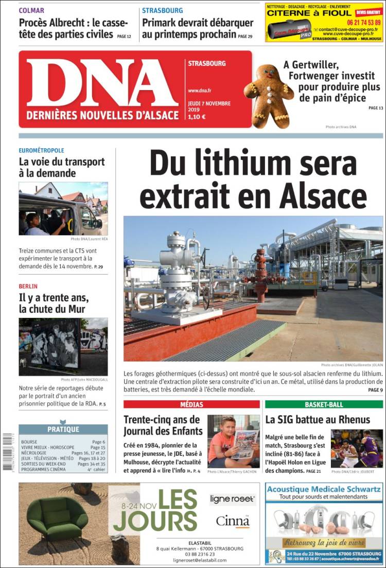 Portada de Les Dernières Nouvelles d'Alsace (Francia)