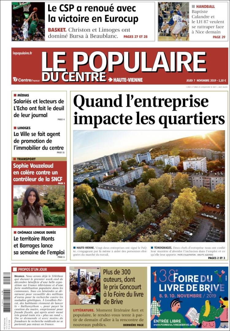 Portada de Le Populaire du Centre (Francia)
