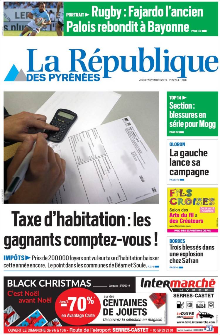 Portada de La République des Pyrénées (Francia)