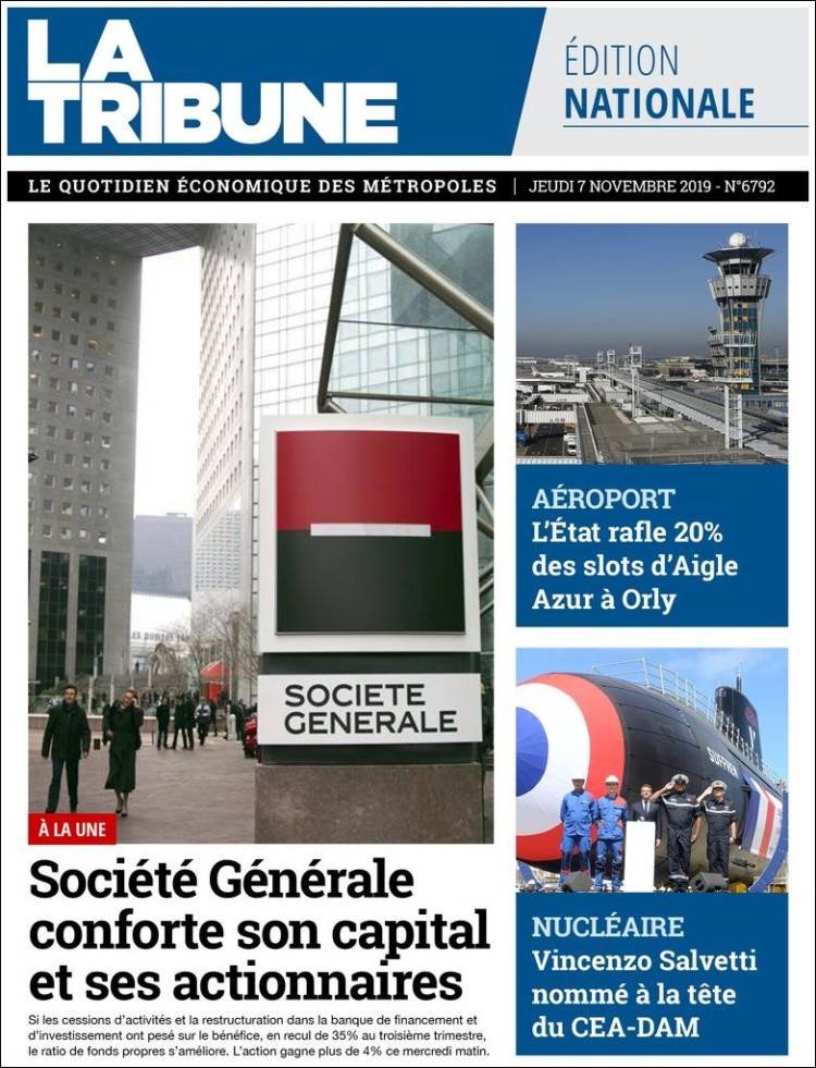 Portada de La Tribune (Francia)