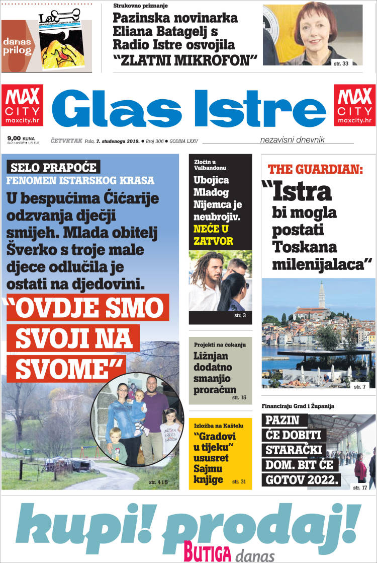 Portada de Glas Istre (Croacia)