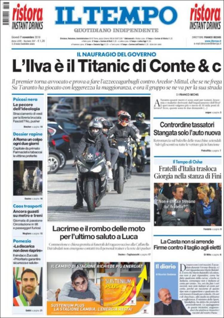 Portada de Il Tempo (Italia)
