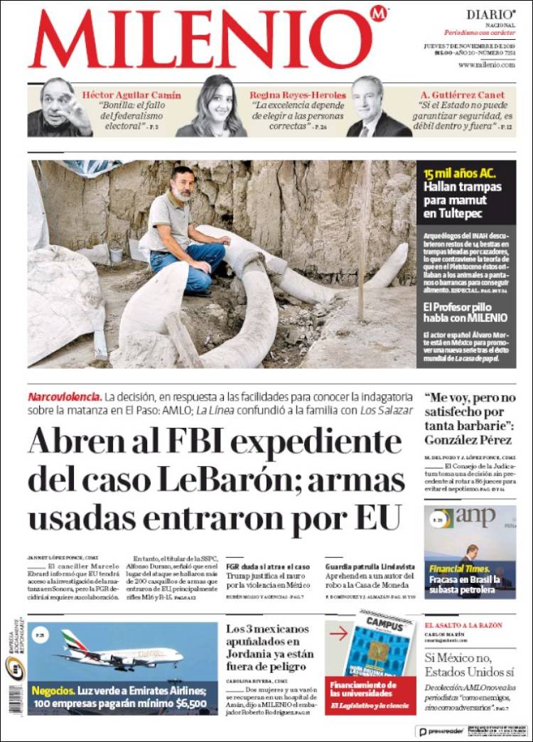 Portada de Milenio (M&eacute;xico)