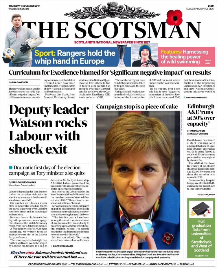 Portada de The Scotsman (Reino Unido)