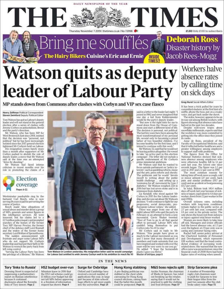 Portada de The Times (Reino Unido)