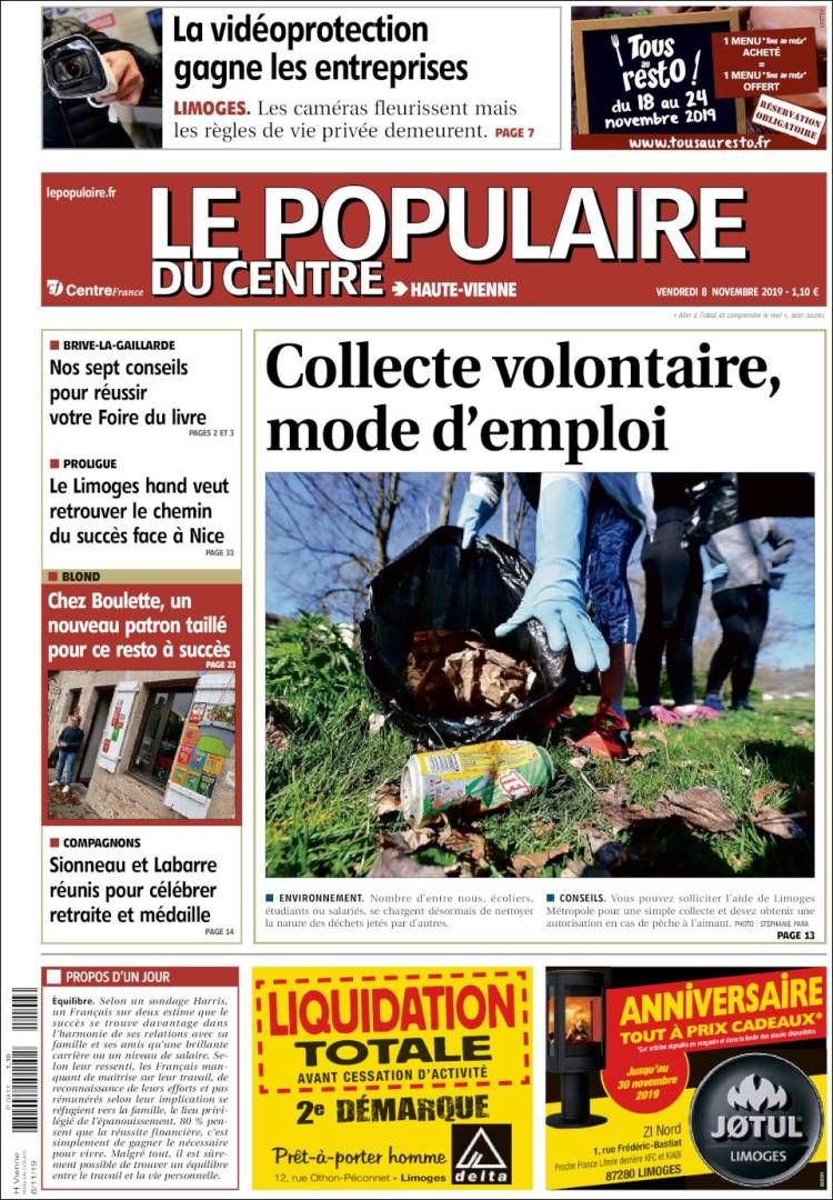 Portada de Le Populaire du Centre (Francia)