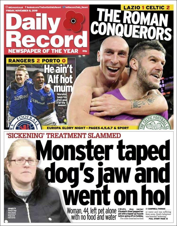 Portada de Daily Record (Reino Unido)