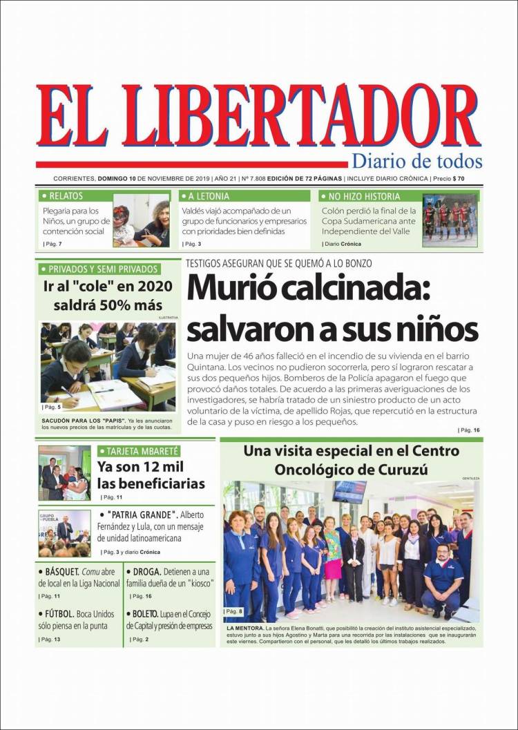 Portada de Diario El Libertador (Argentina)