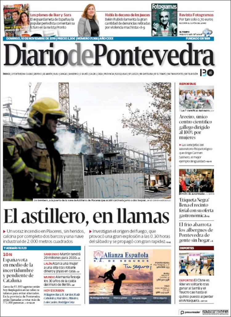 Portada de Diario de Pontevedra (España)