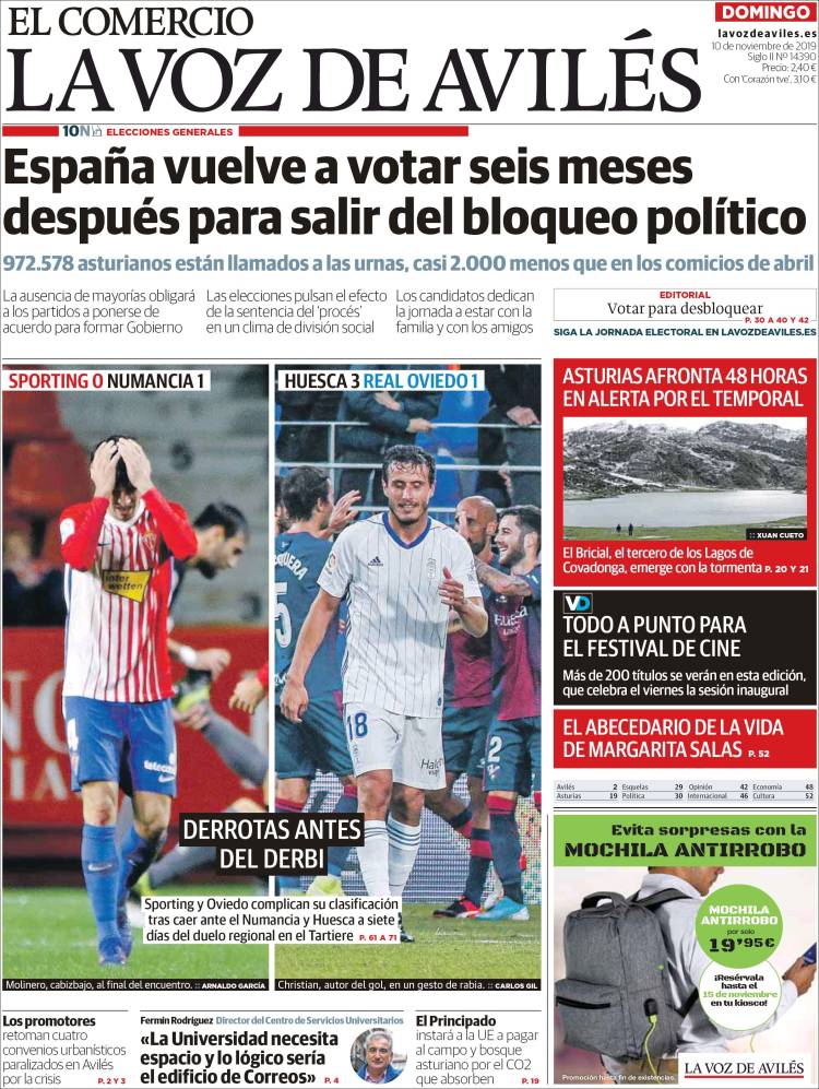 Portada de El Comercio - Avilés (España)