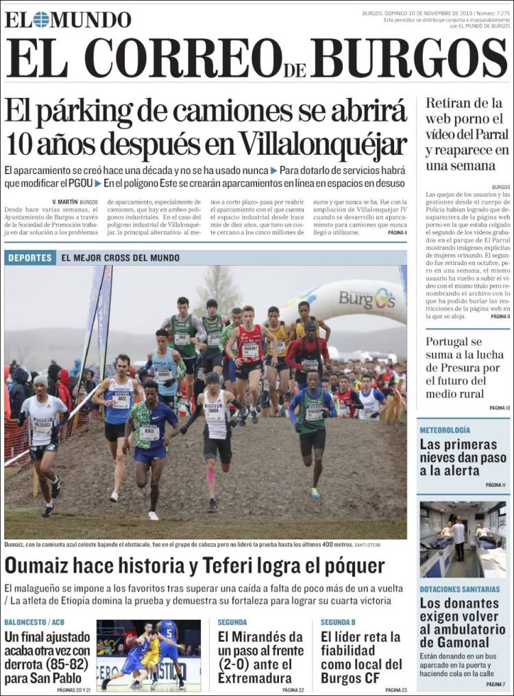 Portada de El Correo de Burgos (España)