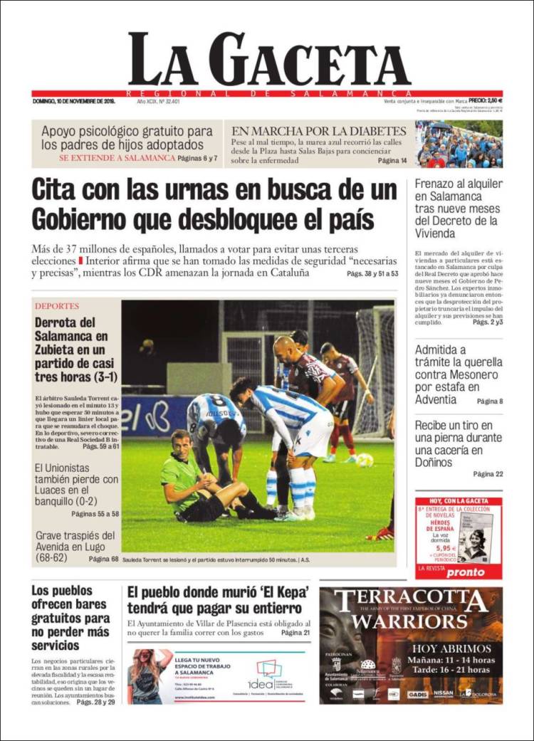 Portada de La Gaceta de Salamanca (España)