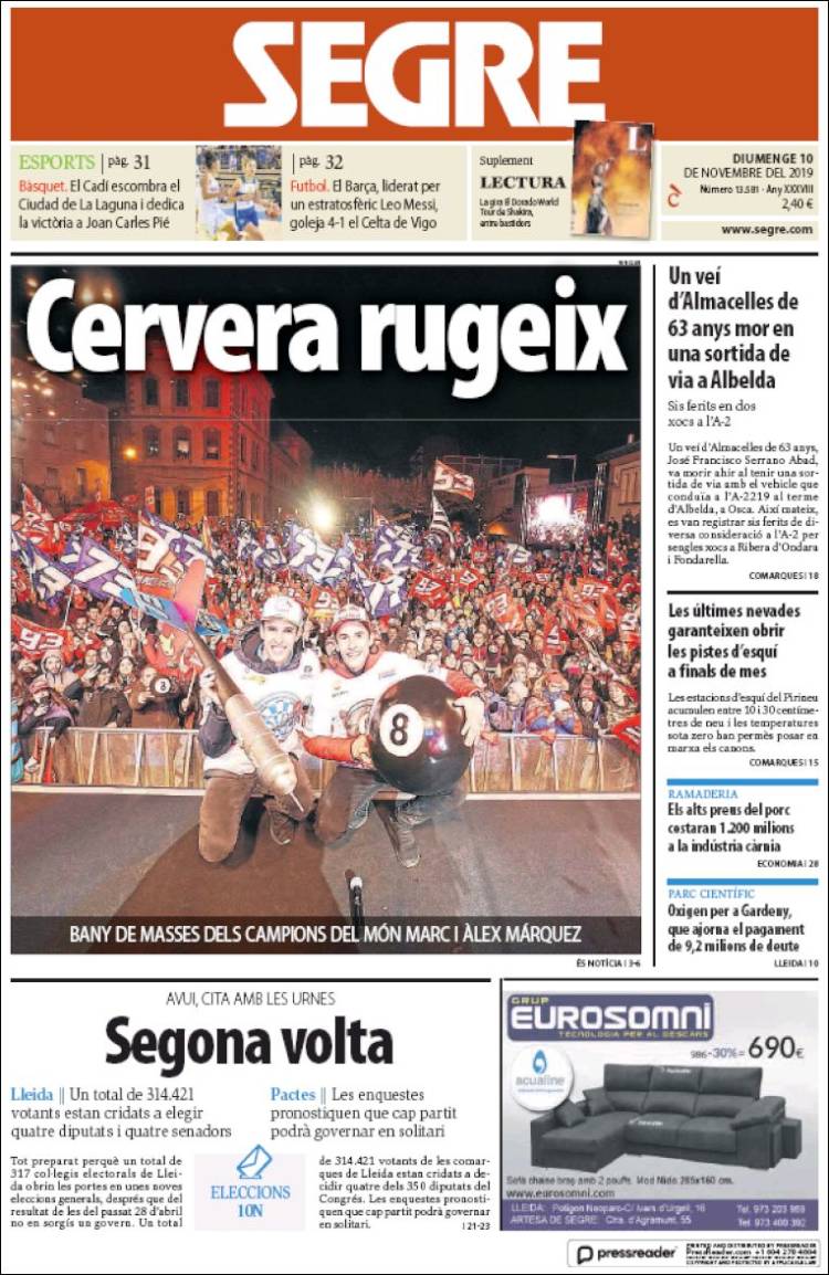 Portada de Segre (España)