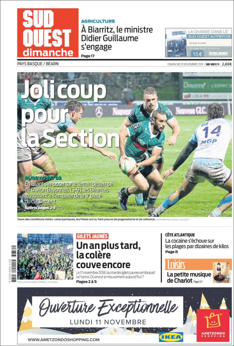 Portada de Sud Ouest (Francia)