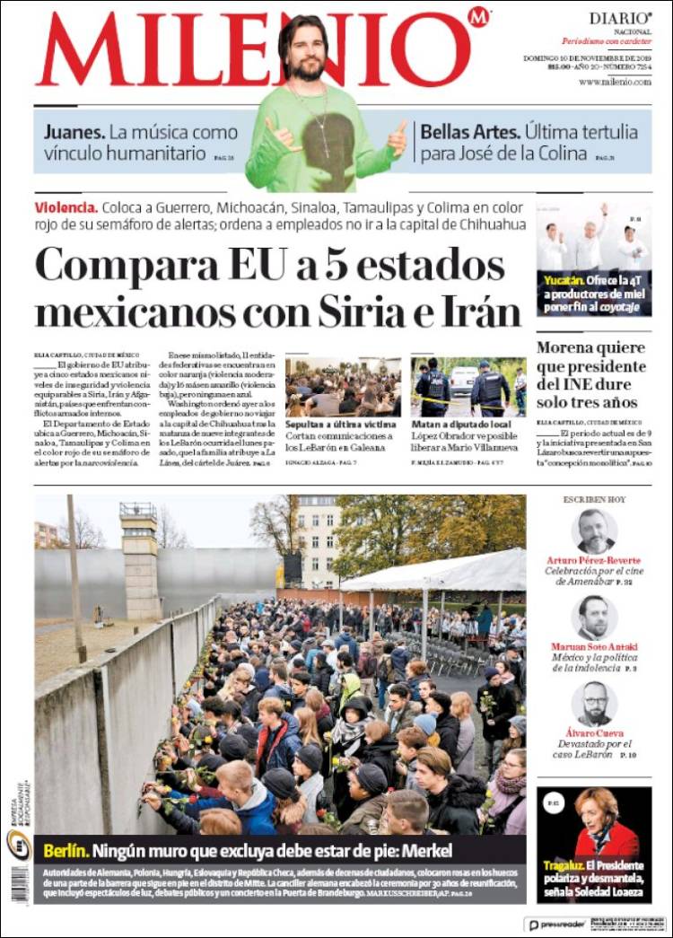 Portada de Milenio (M&eacute;xico)