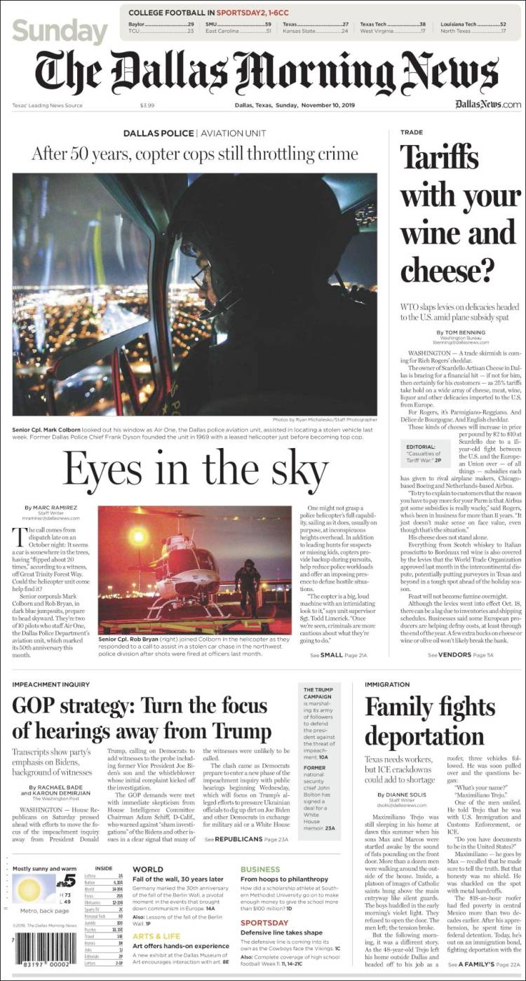 Portada de Dallas Morning News (USA)
