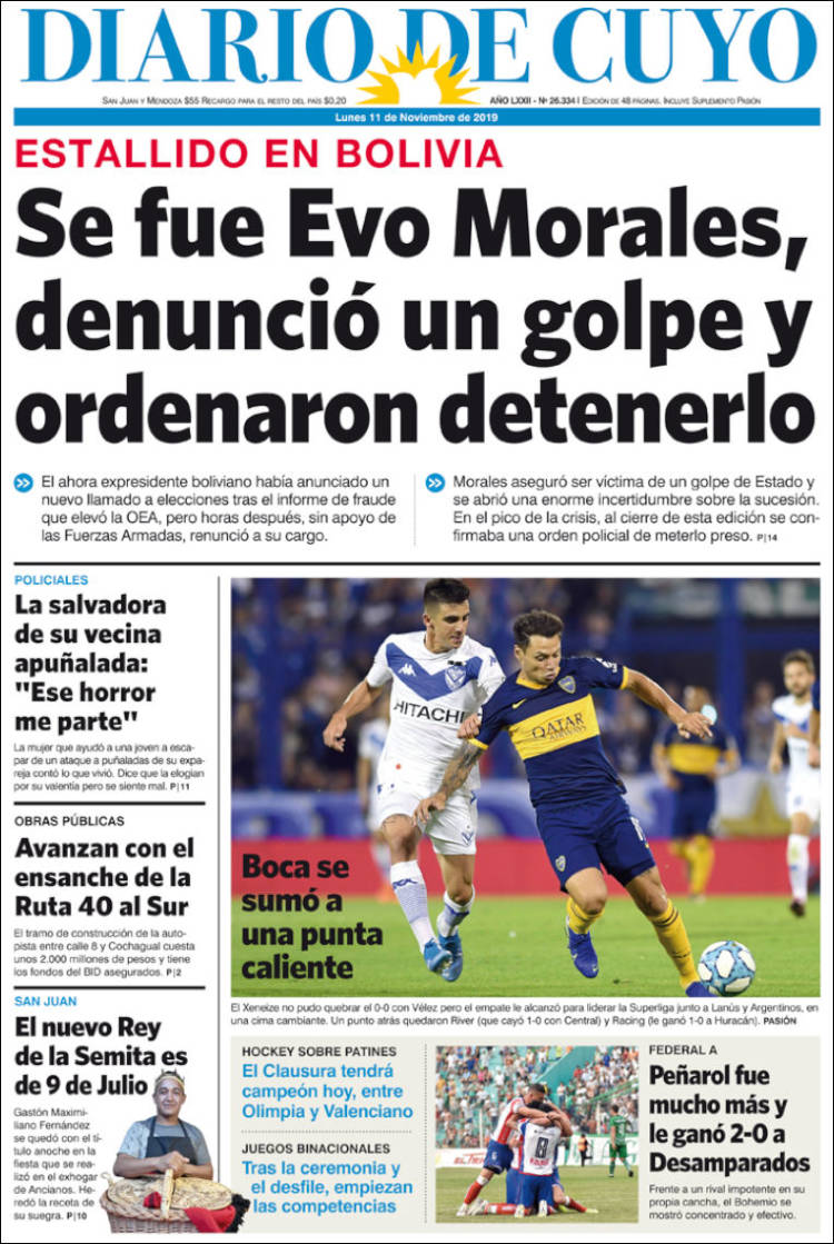 Portada de Diario de Cuyo (Argentina)