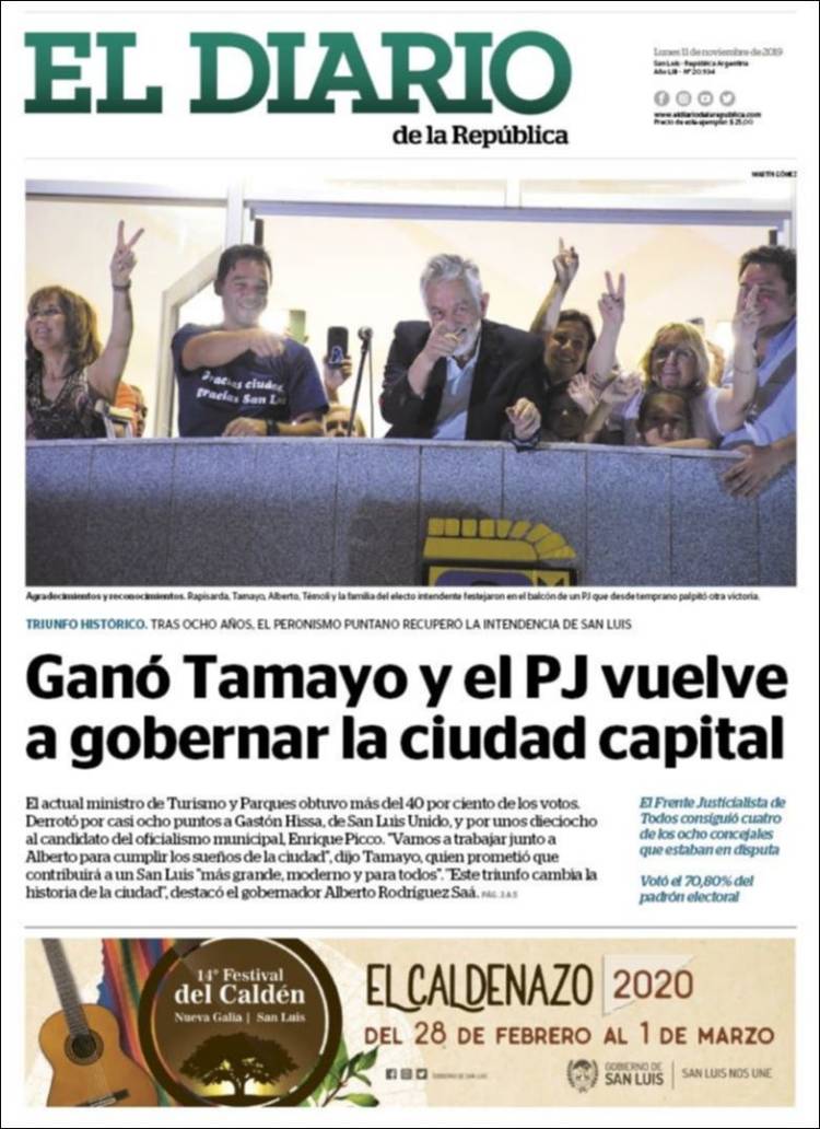 Portada de Diario de la República (Argentina)