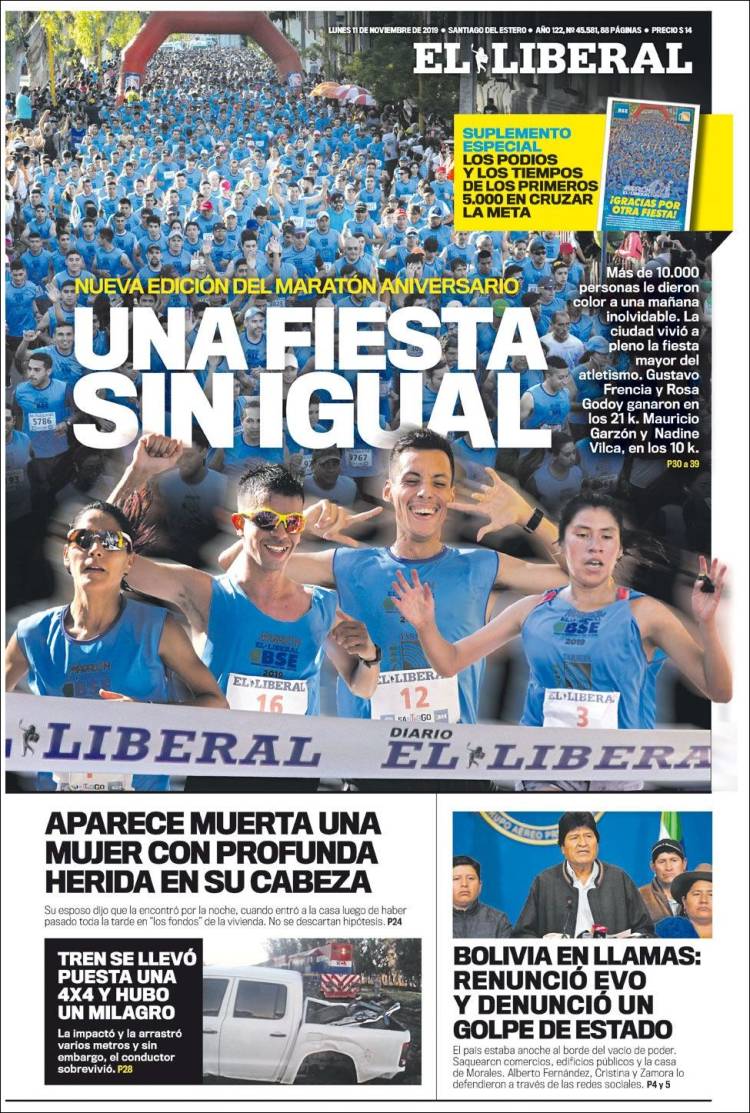 Portada de Diario El Liberal (Argentina)
