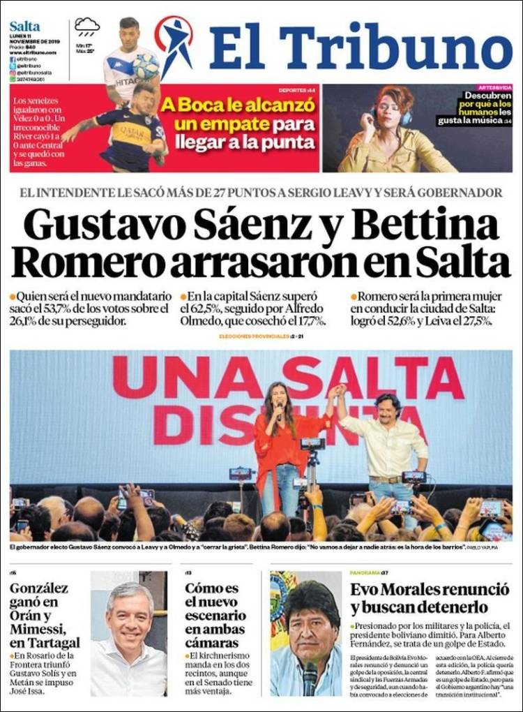 Portada de El Tribuno - Salta (Argentina)