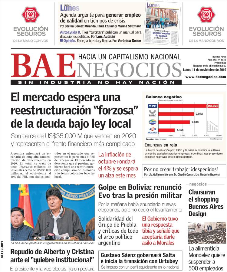 Portada de Buenos Aires Económico (Argentina)