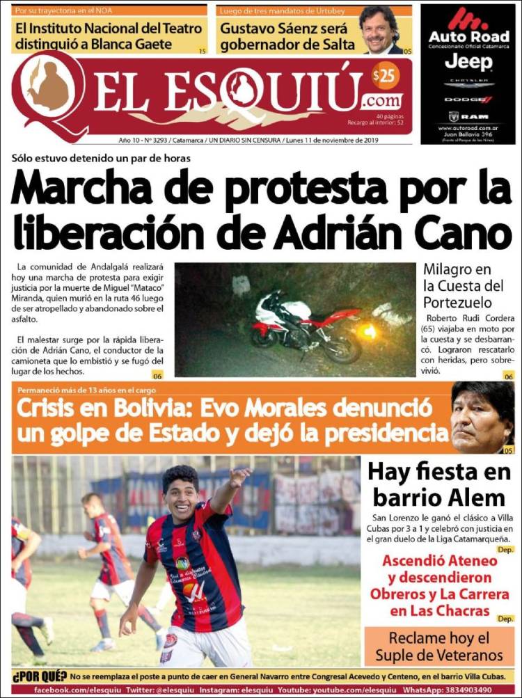 Portada de El Esquiu (Argentina)
