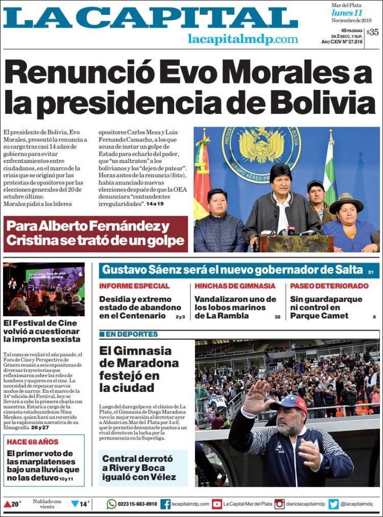 Portada de Diario La Capital - Mar del Plata (Argentina)