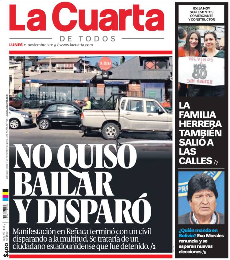 Portada de La Cuarta (Chile)