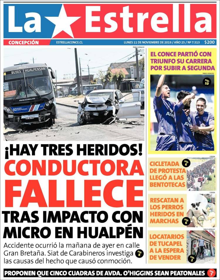 Portada de La Estrella de Concepción (Chile)