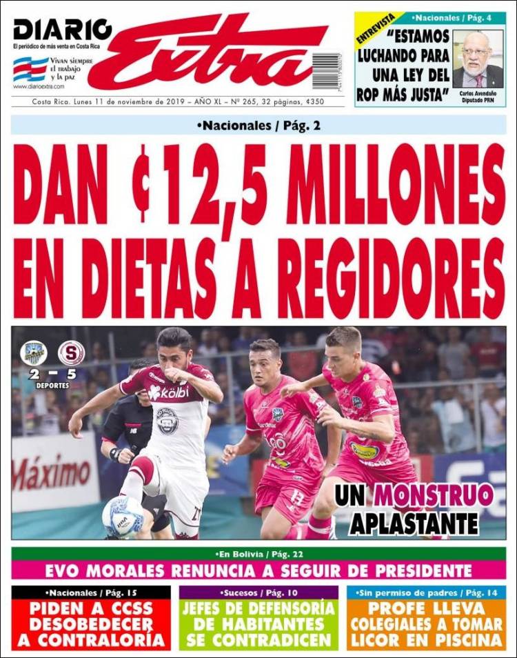 Portada de Diario Extra (Costa Rica)