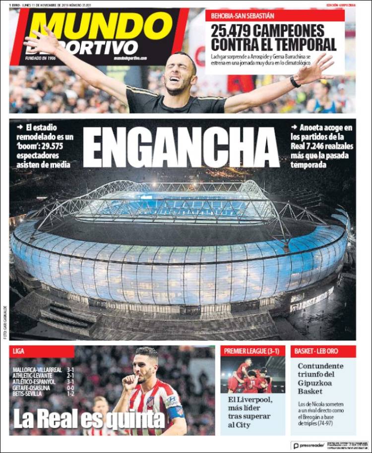 Portada de Mundo Deportivo Gipuzkoa (Espa&ntilde;a)
