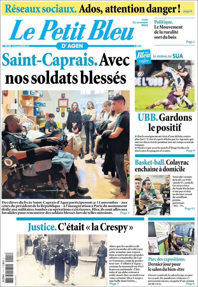 Portada de Le Petit Bleu (Francia)