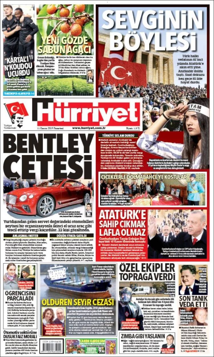 Portada de Hürriyet (Turqu&iacute;a)