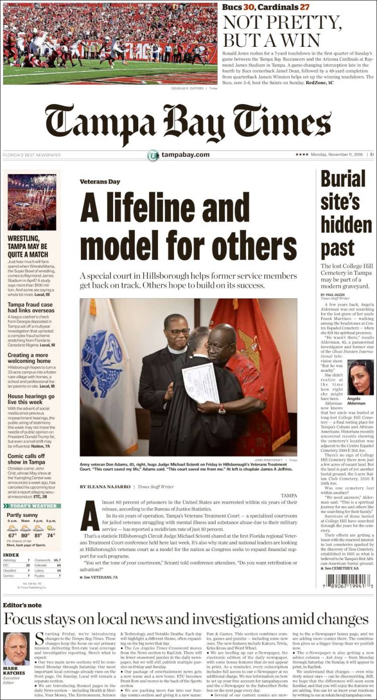 Portada de Tampa Bay Times (USA)