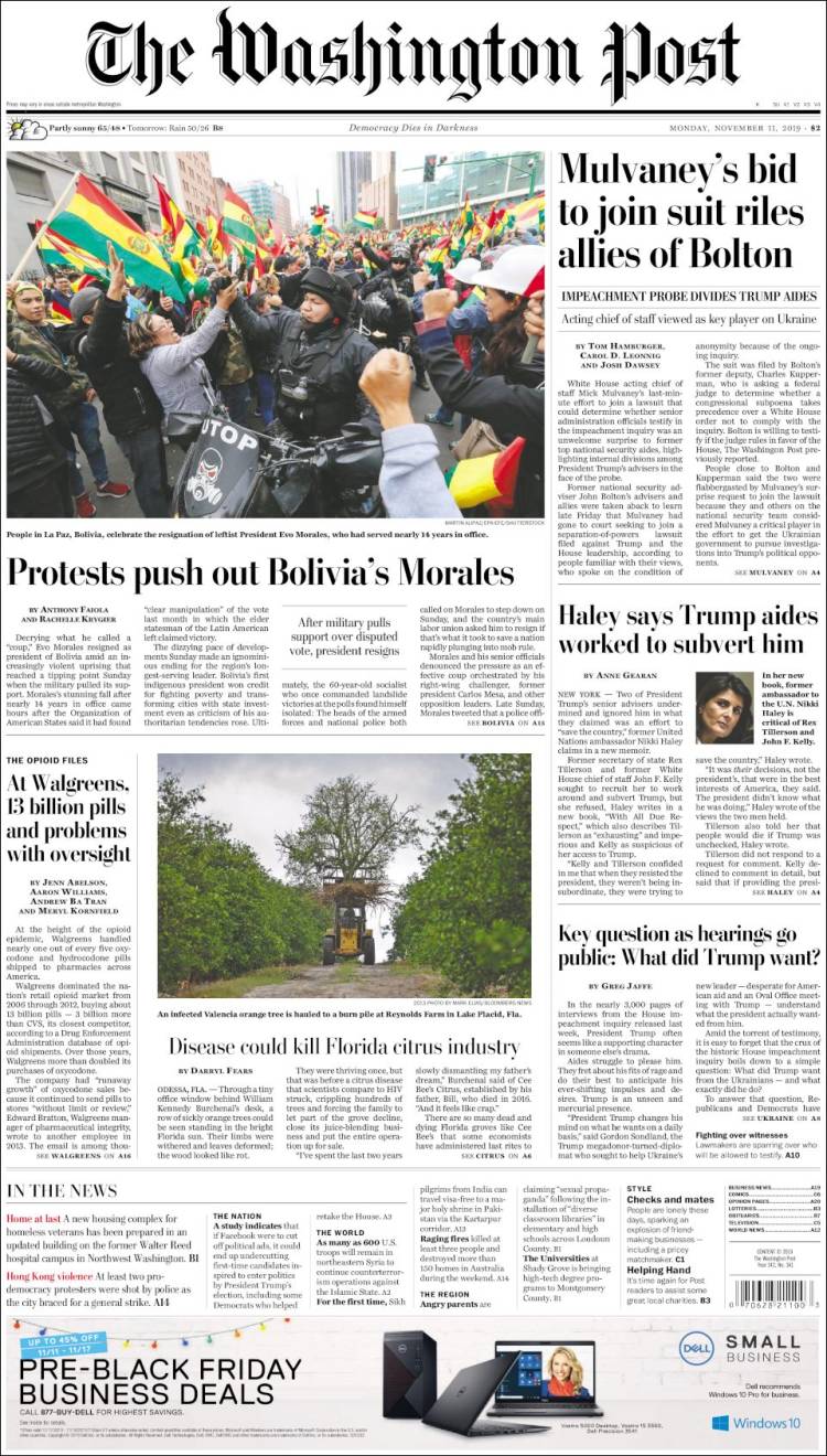 Portada de The Washington Post (USA)
